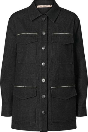 Rue de Femme RUE de Femme, Jassen, Dames, Zwart, L, Cargo-geïnspireerde zwarte jas met verstelbare taille