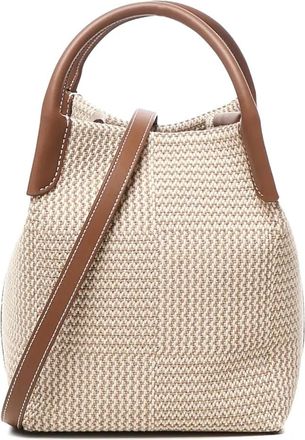 Loro Piana mini woven leather-trimmed tote bag - Neutrals