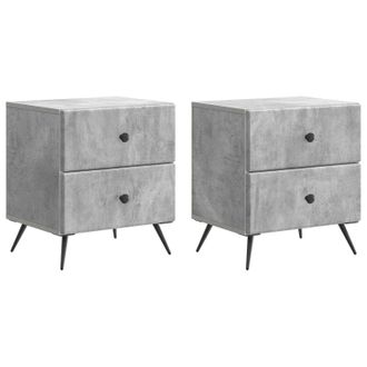 vidaXL Armario De Noche 2 Pcs Gris Hormig&oacute;n 43 X 34,5 X 47,5 Cm Vidaxl