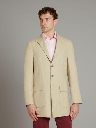 Oliver Brown Mandarin Collar Linen Jacket - Sand