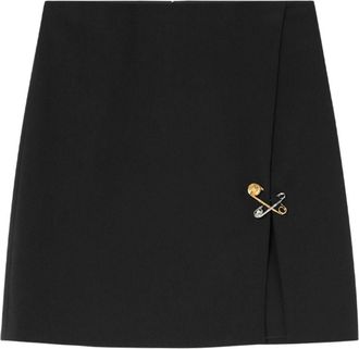 Versace Safety Pin A-line mini skirt - women - Wool/Elastane - 42 - Black