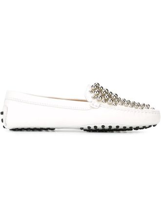 Tod's studded loafers - women - Rubber/Leather/Metal (Other)/Leather/Leather - 42 - White