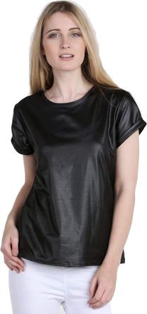 Crazy Girls Women Ladies PU PVC Wet Leather Look Bodycon Mini Midi Dress Tunic Top Peplum Skater Maxi Skirt Leggings 8-26 (16-18, Top - Turn Up Sleeve)