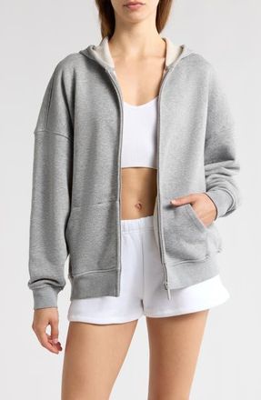 Florence By Mills Cozy Crush Oversize Zip Hoodie in Heather Grey at Nordstrom, Size Xx-Large