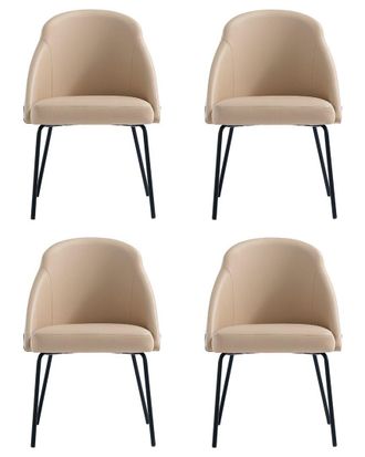 Manhattan Comfort Set Of 4 Gracie Modern Leatherette Dining Chairs With Steel Legs