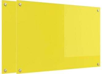 vidaXL Salpicadero De Cocina 2 Pcs Amarillo 90 X 60 Cm Vidrio Templado Vidaxl