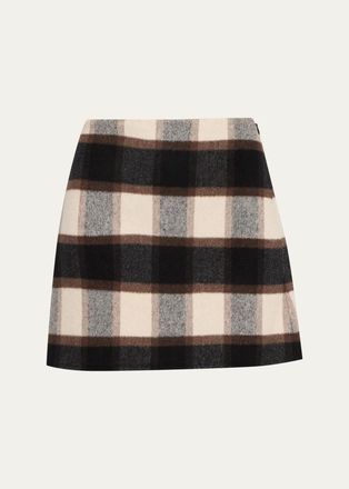 Theory Wool Plaid Mini Skirt