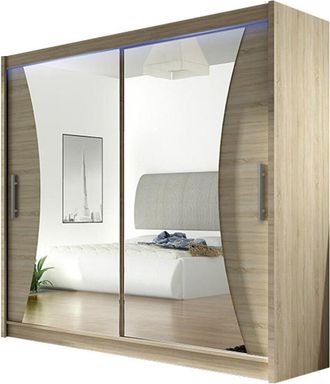 Mirjan24 Armario Closico 124, Roble Sonoma, 215x180x57cm, Puertas De Armario: Correderas, N&uacute;mero De Estantes: 5, Led