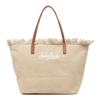 MC2 Saint Barth Tote Bags, female, Beige, Size: ONE SIZE City Bag Mid Fringe - Shoulder Bag