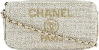 Chanel Pre-owned Fabric chanel-bags - Dames - Vintage Schoudertas - Wit - ONE Size - Tweed - Vintage