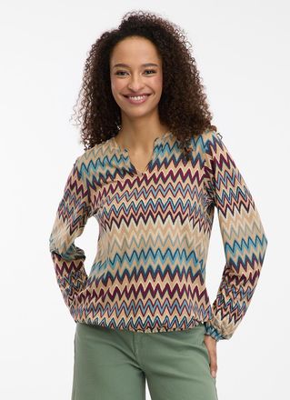 Ragwear Langarmshirt RAGWEAR SANTICA PRINT, Damen, Gr. XXL, sand, Jersey, Obermaterial: 95% Viskose, 5% Elasthan, bedruckt, regular fit, V-Ausschnitt, Shirts 