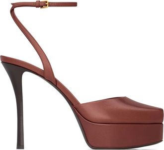 Saint Laurent La Scandale Sandalen - Dames - Sandalen met hakken - Bruin - 37 EU - Leer - Schoenen