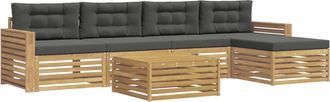 vidaXL Conjunto De Sof&aacute;s De Exterior 6 Uds. Blanco Y Antracita Vidaxl