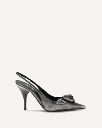 Prada Floral-detail leather Slingback Pumps Female 41