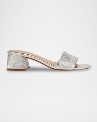 Marc Fisher Olysa Metallic Block-Heel Slide Sandals