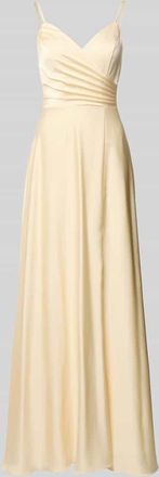 Laona Maxikleid aus Satin mit Drapierungen in Hellgelb, Gr&ouml;&szlig;e 38