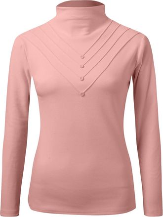 Generic 2025 Long Sleeve Thermal Shirts for Women Crew Neck Fleece Lined Thermal Tank Tops Vest Winter Tops Thermal Underwear Slim Tops with Button (M) Pink