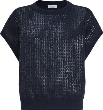 Brunello Cucinelli Dazzling Embroidery sweater in Blue at Nordstrom, Size Xx-Small Eu