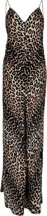Ganni Ganni Leopard-Print Sleeveless Maxi Dress in Brown Silk