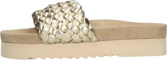 Maruti Gouden Gevlochten Leren Slipper Billy - Dames - Sandalen - Geel - 38 EU - Leer - Schoenen