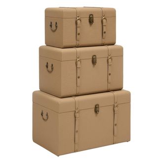 Atmosphera Lote De 3 Ba&uacute;les Rectangulares Bonie De Color Beige - Atmosphera Cr&eacute;ateur DInt&eacute;rieur