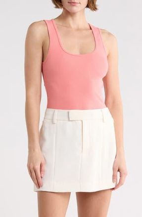 Good American Scoop Neck Micro Rib Tank in Light Coral at Nordstrom Rack, Size X-Small