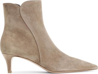 Gianvito Rossi Beige Solid Pointed Toe Boots