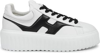 Hogan Low-Top White Mutton Leather Sneakers with Black H Stripes