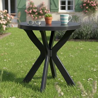 Dmora Mesa De Exterior Lorwood, 2 Plazas, M&aacute;x. 70 Cm Hecha En Italia, Acabado Suave, 70x70x72h Cm Negro Antracita