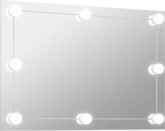 vidaXL Espejo De Pared Sin Marco Con Luces Led Rectangular De Vidrio Vidaxl