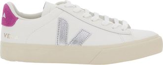 Veja campo White Low Top Sneakers With Contrasting Heel With Logo Lettering And Logo Patch On The Side In Leather Unisex