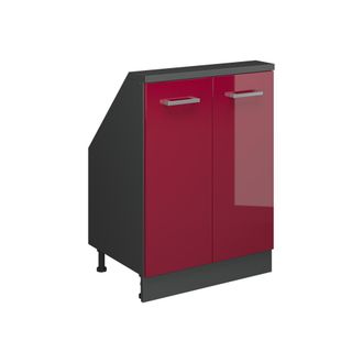 Vicco Armario De Cocina Para Techo Inclinado R-line, Rojo Brillo Intenso/antracita, 60 Cm Con 2 Puertas, Vicco