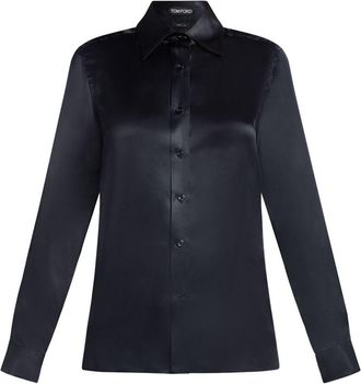 Tom Ford silk-charmeuse shirt - women - Silk - 46 - Black