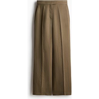 H&M Bootcut Tailored Trousers in Khaki Green at Nordstrom, Size 10