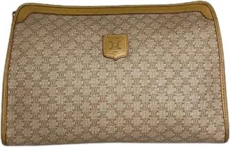 Celine Pre-owned Vintage Triomphe Clutch - Dames - Vintage Clutch - Beige - ONE Size - Leer - Vintage