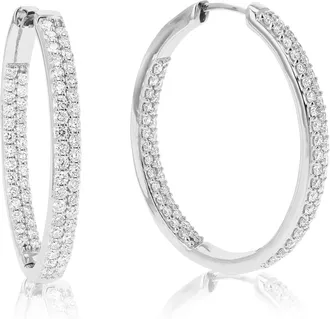 Vir Jewels 1 cttw Lab Grown Diamond Hoops Earrings in Sterling Silver With Hidden Post For Women