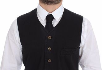 Dolce & Gabbana Black Cotton Viscose Dress Vest Mens Blazer