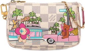 Louis Vuitton Pochette Accessoires Animation Hollywood mini in tela Damier Azur 2021 - Bianco