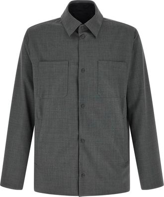 Herno Omkeerbaar Overshirt - Heren - Casual Overhemden - Grijs - 3XL - Wol - Overhemden