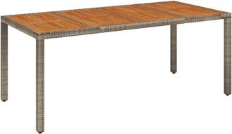 vidaXL Vidaxl - Mesa de jardín superficie de madera ratán pe gris 190x90x75 cm