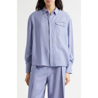 Emporio Armani Techno Button-Up Shirt in Purple at Nordstrom, Size 10 Us