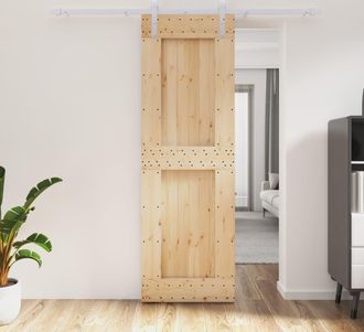 vidaXL Vidaxl - Puerta Corredera Con Herrajes Madera Maciza De Pino 70x210 Cm