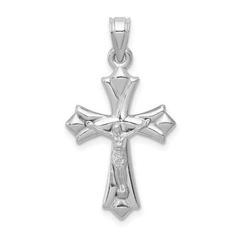 Diamond2Deal 14K White Gold Reversible Crucifix Pendant