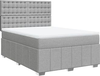vidaXL Vidaxl - Cama Box Spring Con Colch&oacute;n Tela Gris Claro 140x200 Cm