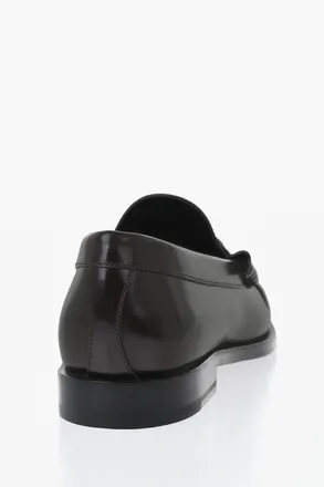 Celine Leather Loafers with Gold-Effect Monogram Celine