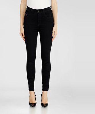 Diesel Skinny Jeans High Waist 1984 Slandy-High, Black/Dark grey, Zip fly