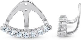 Pompeii3 3/4 Ct Diamond Stud Earring Jackets 14k White Gold (up to 8mm)