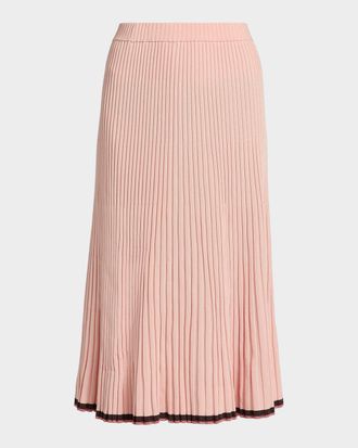 Zimmermann Rib-Knit A-Line Midi Skirt