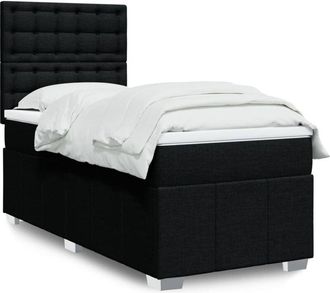 vidaXL Cama Box Spring Con Colch&oacute;n Tela Negro 80x200 Cm Vidaxl