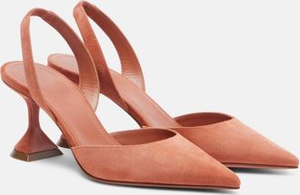 Amina Muaddi Holli suede slingback pumps